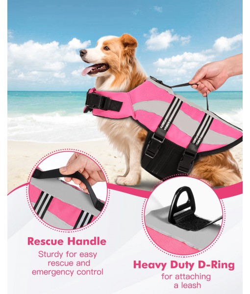 Petbank Dog Life Jacket with Reflective Stripes - Adjustable High Visibility Dog Life Vest, Riptop Dog Lifesaver Pet Life Preserver with High Flotation Swimsuit for Small Medium and Large Dogs