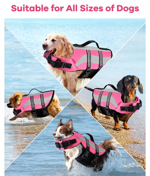 Petbank Dog Life Jacket with Reflective Stripes - Adjustable High Visibility Dog Life Vest, Riptop Dog Lifesaver Pet Life Preserver with High Flotation Swimsuit for Small Medium and Large Dogs