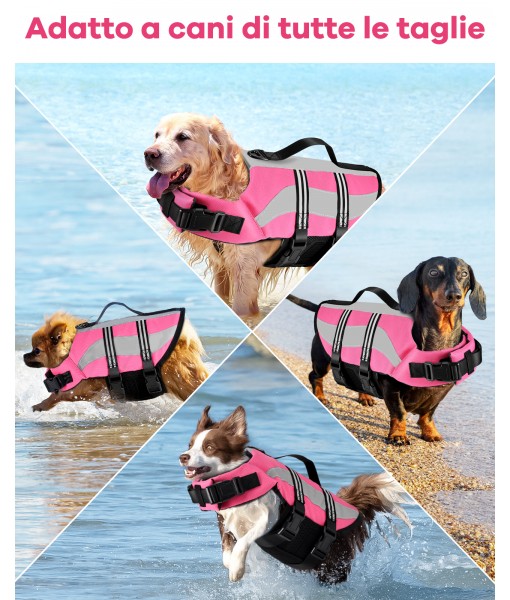 Petbank Dog Life Jacket with Reflective Stripes, Adjustable High Visibility Dog Life Vest for Boating, Ripstop Dog Swimming Vest with High Flotation Swimsuit for Small Medium and Large Dogs,Pink,XL