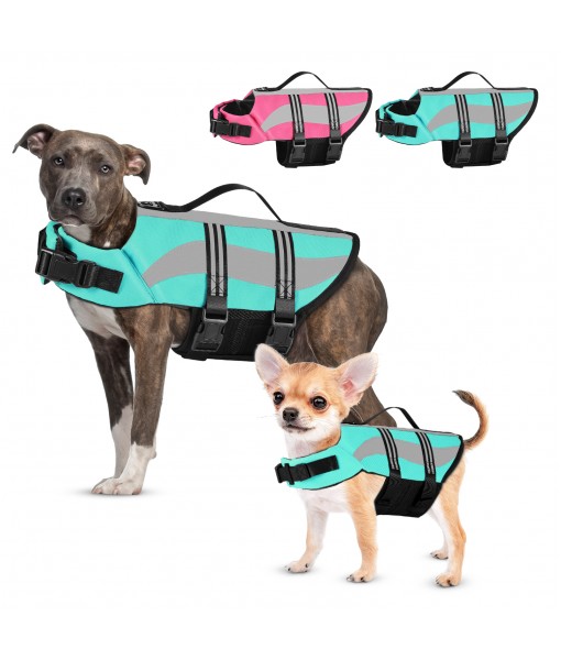 Petbank Dog Life Jacket with Reflective Stripes, Adjustable High Visibility Dog Life Vest for Boating, Ripstop Dog Swimming Vest with High Flotation Swimsuit for Small Medium and Large Dogs,Blue,XL