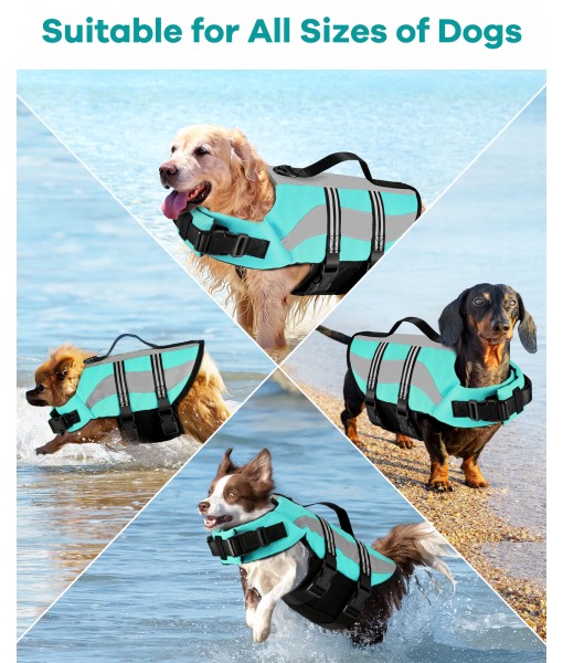 Petbank Dog Life Jacket with Reflective Stripes, Adjustable High Visibility Dog Life Vest for Boating, Ripstop Dog Swimming Vest with High Flotation Swimsuit for Small Medium and Large Dogs,Blue,XL