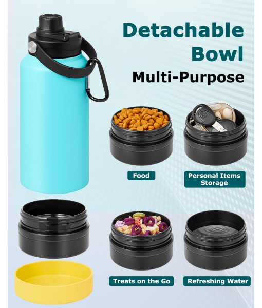 Petbank Portable Dog Water Bottle, 32OZ All-in-One Dog Water Bottle, with Dog Drinking Bowl & Food Bowl, Leak Proof, Double Vacuum Insulation, Dog Travel Water Bottle for Walking Hiking Camping