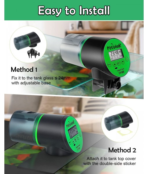 Petbank Automatic Fish Feeder, Weekend Vacation Holiday Auto Fish Feeder 200ml Capacity Fish Food Dispenser Battery Operated with LCD Display for Aquarium Fish Tank